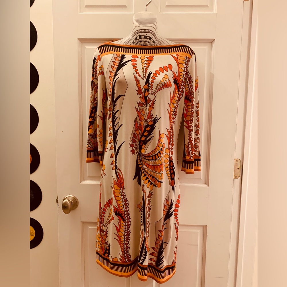 retro boho autumn floral dress